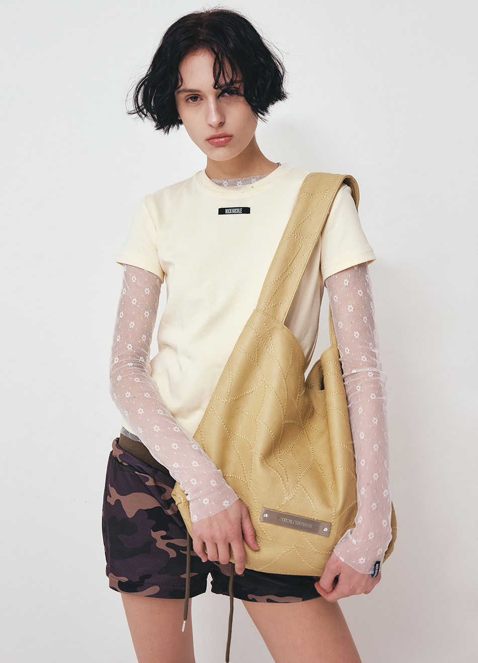 韓國 Nick Nicole Leather Wrinkle Tote Bag【NK076】