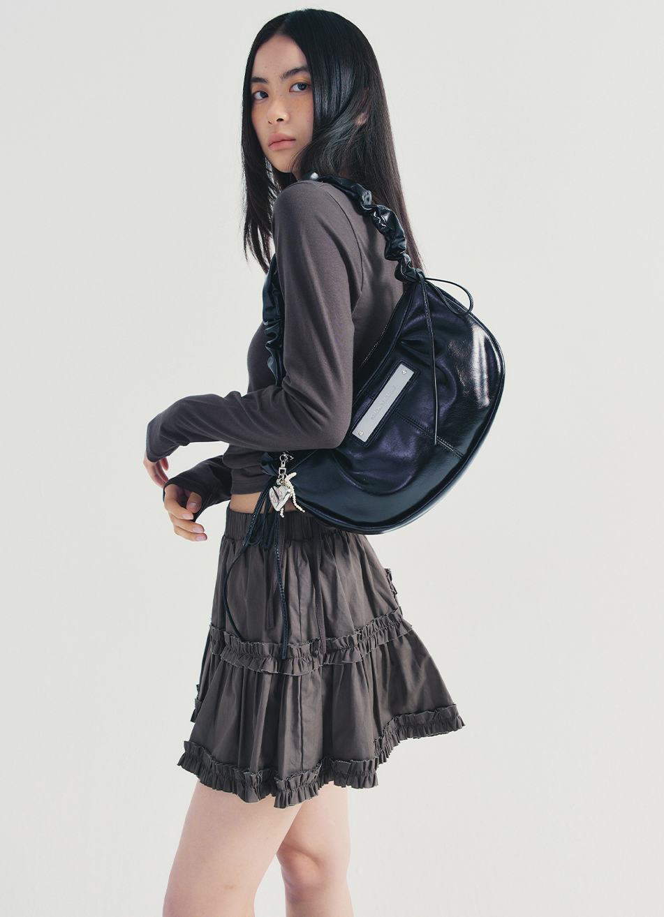 韓國 Nick Nicole Crystal Shirring Ribbon Round Bag【NK071】