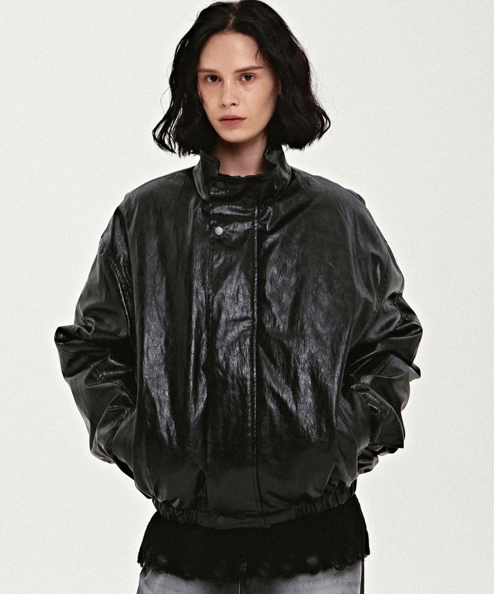 韓國 Nick Nicole Leather Logo Padding【NK064】