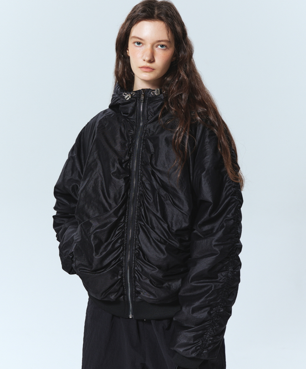 韓國 Nick Nicole Hoody Shirring Volume Jacket【NK062】