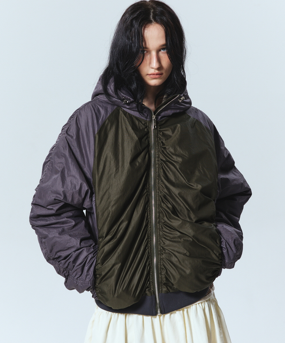 韓國 Nick Nicole Hoody Shirring Volume Jacket【NK062】