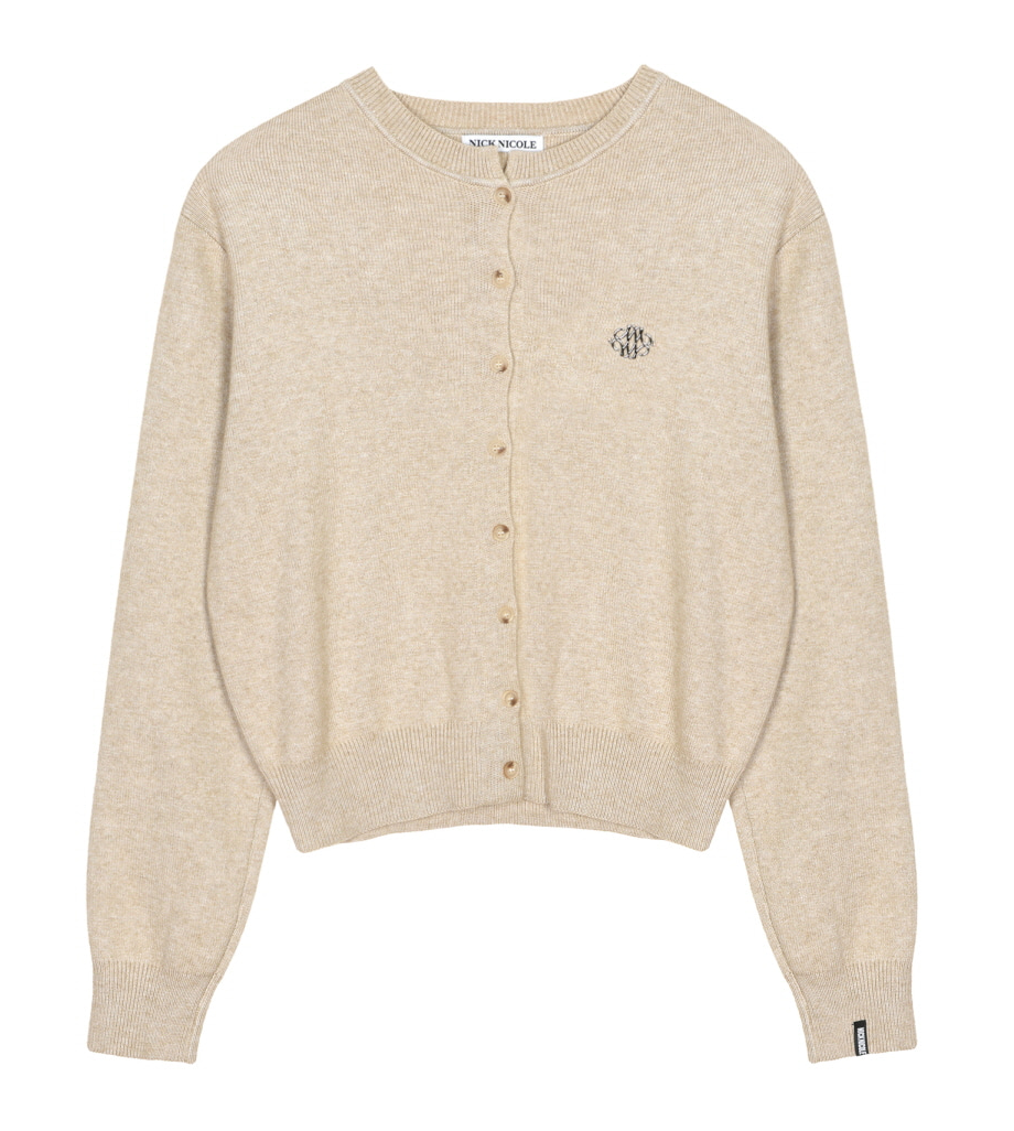 韓國 Nick Nicole Classic Symbol Crew Neck Cardigan【NK050】