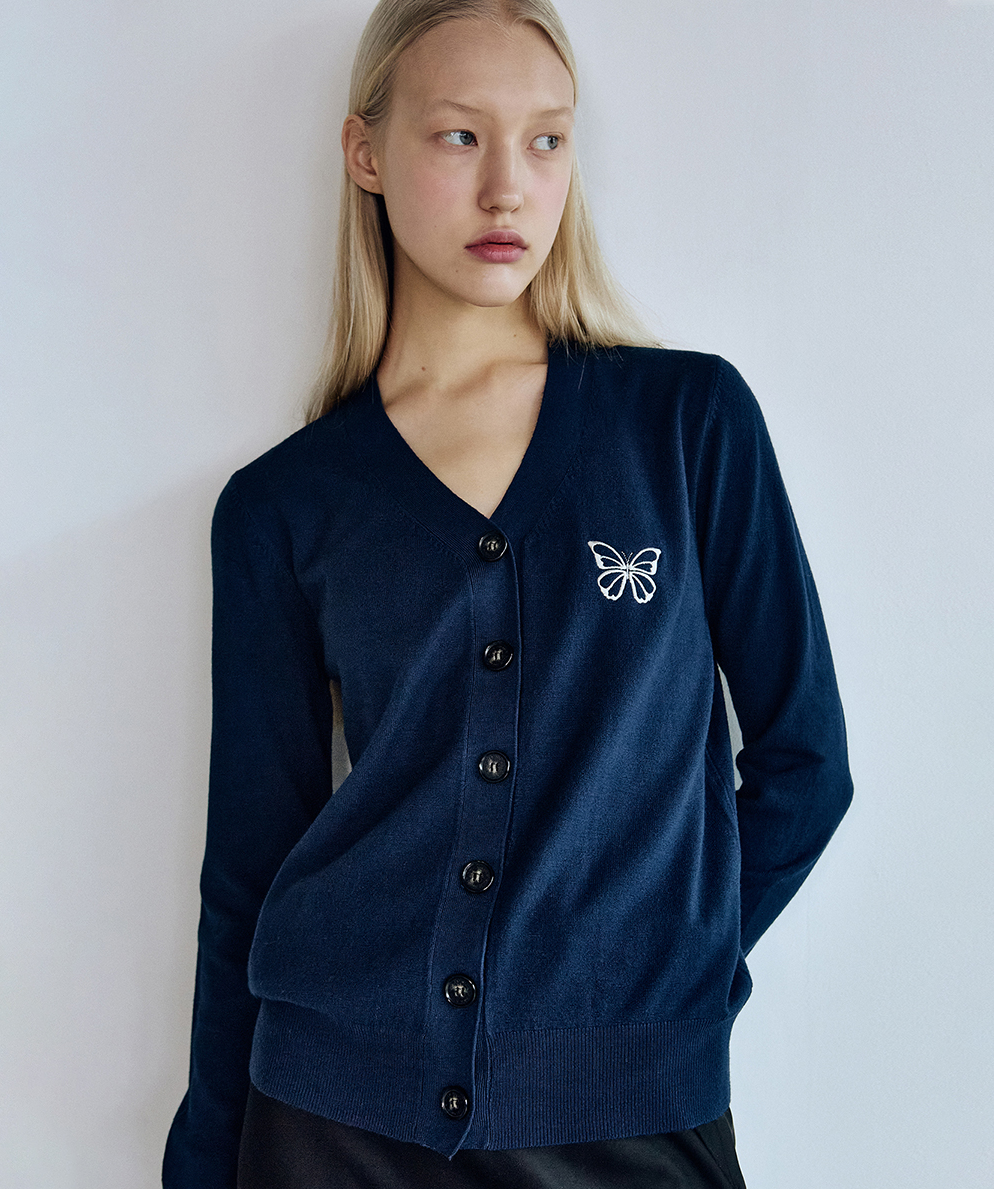 韓國 Nick Nicole Minimal V Neck Butterfly Cardigan【NK049】