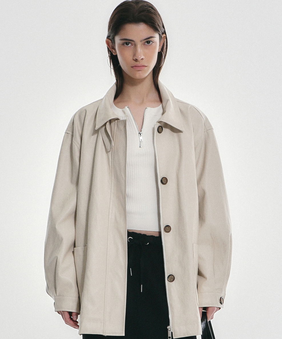 韓國 Nick Nicole Hidden Button Midi Leather Jacket【NK047】