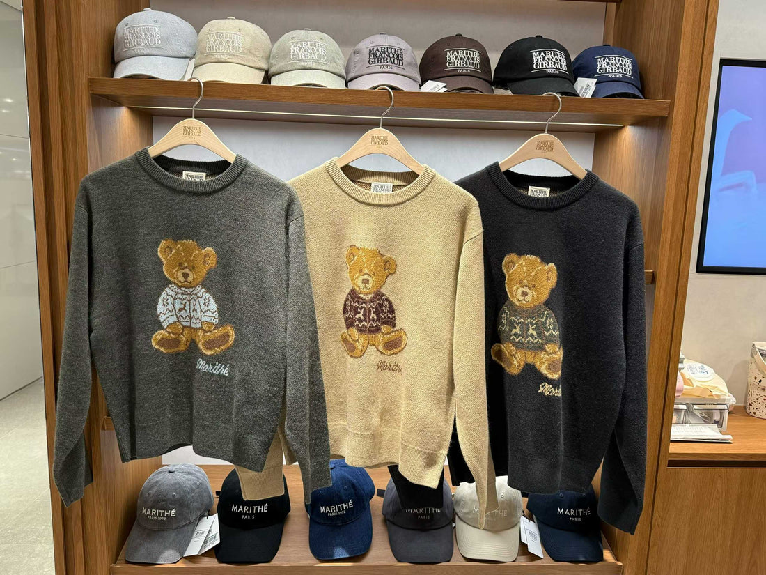韓國 Marithe Francois Girbaud Doodle Bear Knit Pullover【MF673】