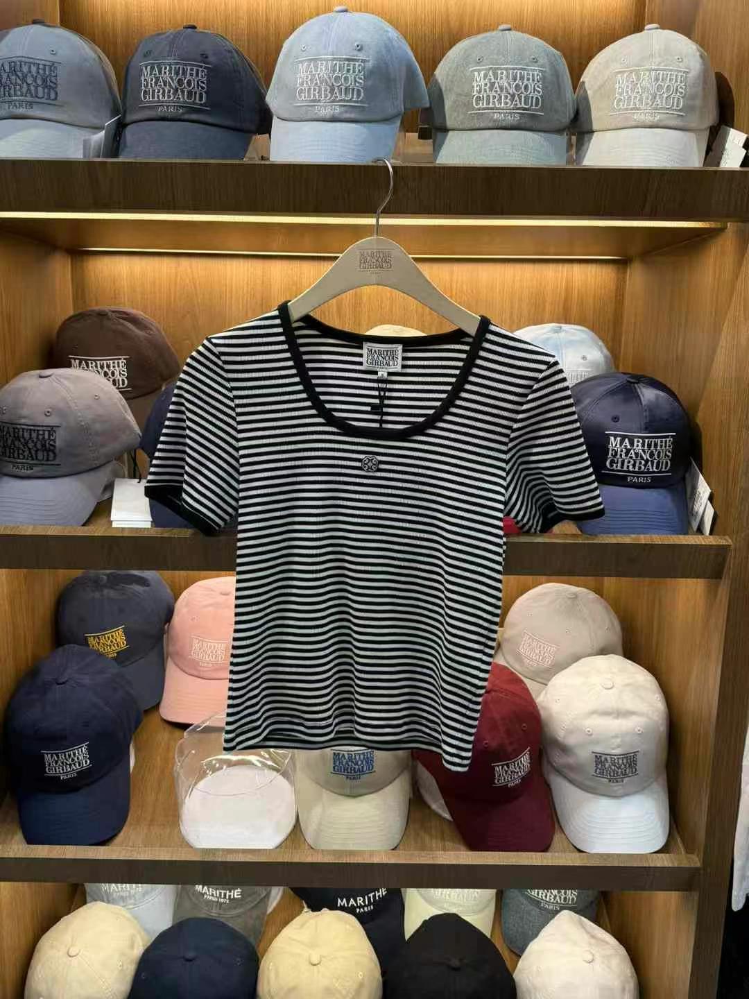 韓國 Marithe Francois Girbaud Women's DEEP NECK RINGER TSHIRT【MF482】