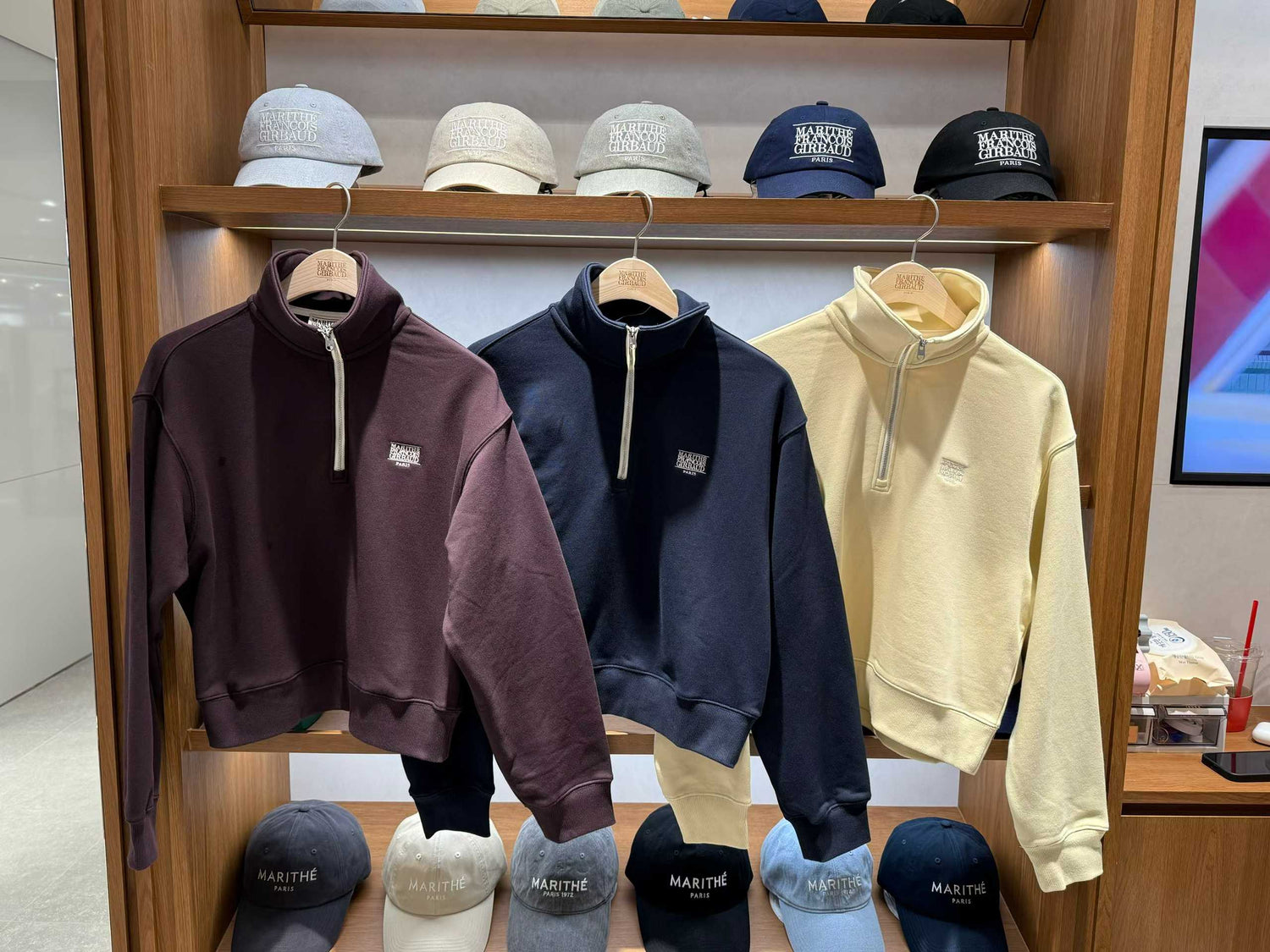 韓國 Marithe Francois Girbaud W Classic Logo Half Zipup Crop Sweatshirt【MF663】