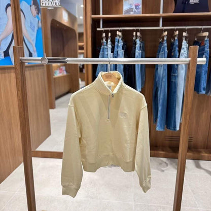 韓國 Marithe Francois Girbaud W Classic Logo Half Zipup Crop Sweatshirt【MF663】