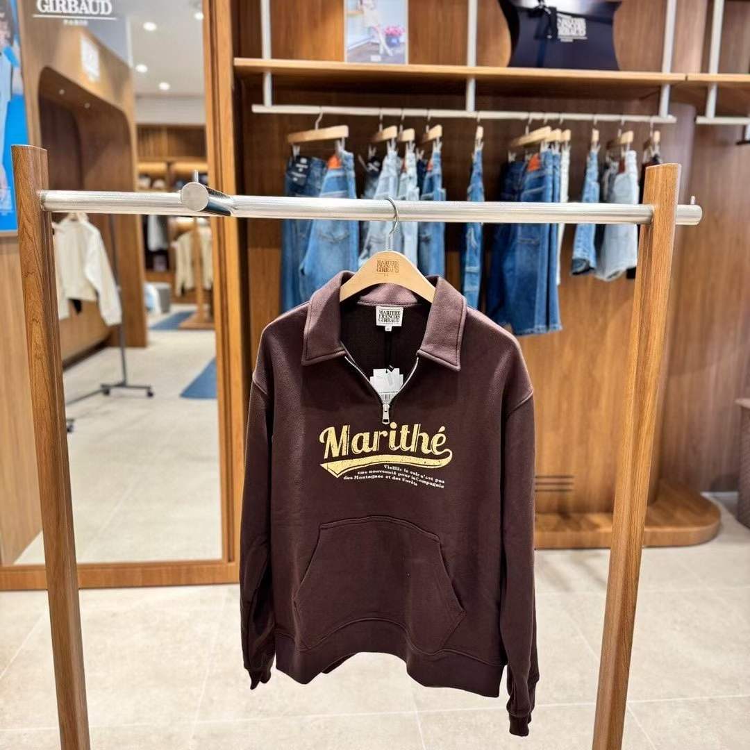韓國 Marithe Francois Girbaud Baseball Logo Collar Half Zipup Sweatshirt【MF678】