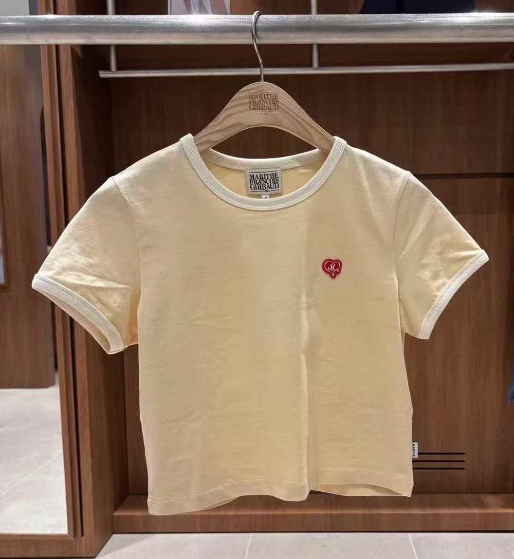 韓國 Marithe Francois Girbaud HEART WAPPEN CROP RINGER T-SHIRT【MF487】