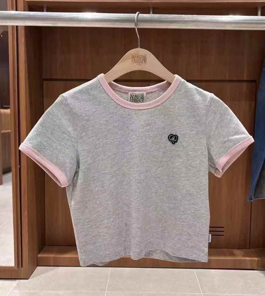 韓國 Marithe Francois Girbaud HEART WAPPEN CROP RINGER T-SHIRT【MF487】
