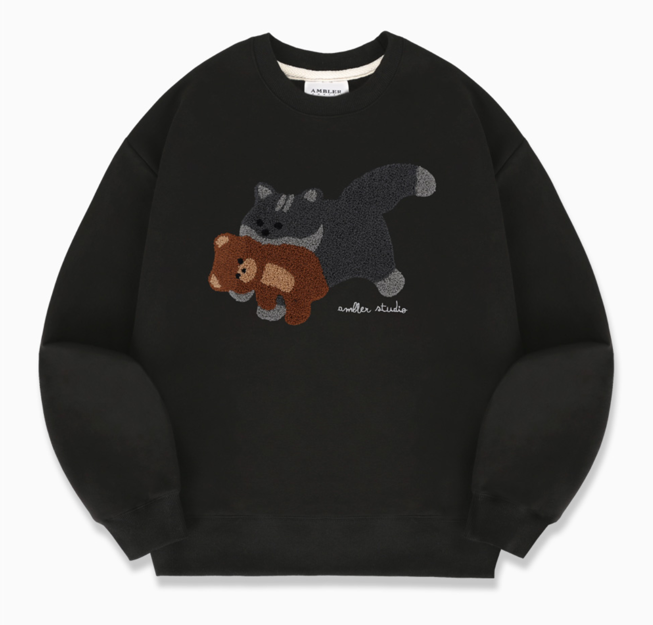 韓國 Ambler Cat Biting Little Bear Sweatshirt【AR036】