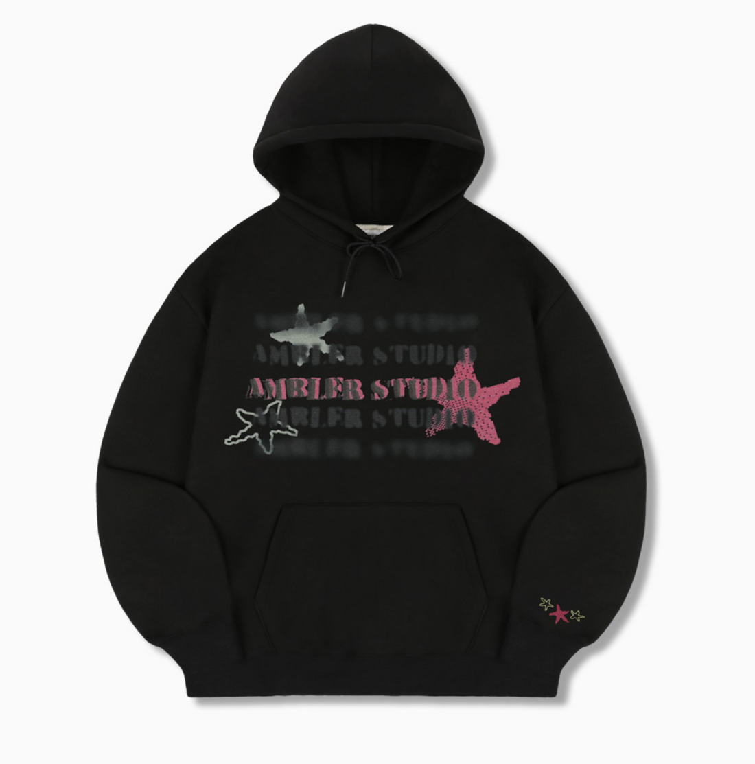 韓國 Ambler Three Star Embroidered Unisex Hooded T-Shirt【AR134】