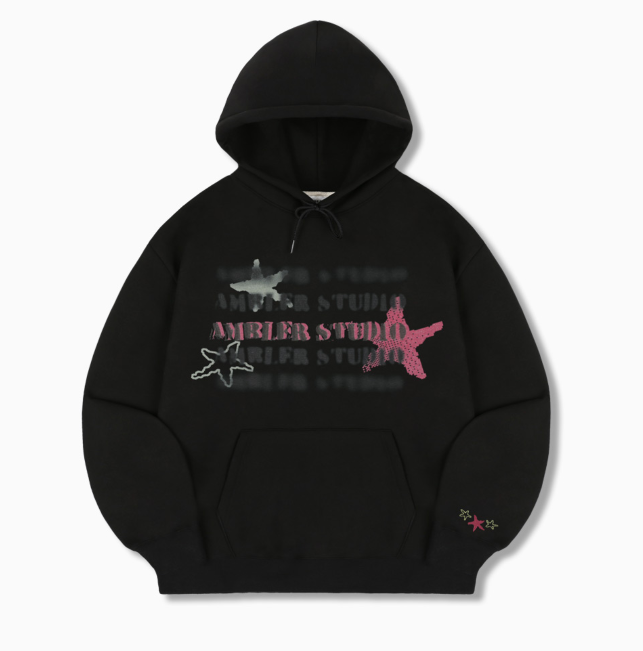 韓國 Ambler Three Star Embroidered Unisex Hooded T-Shirt【AR134】