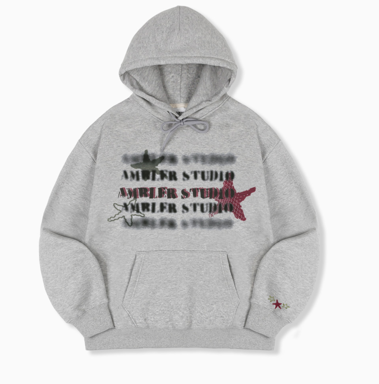 韓國 Ambler Three Star Embroidered Unisex Hooded T-Shirt【AR134】