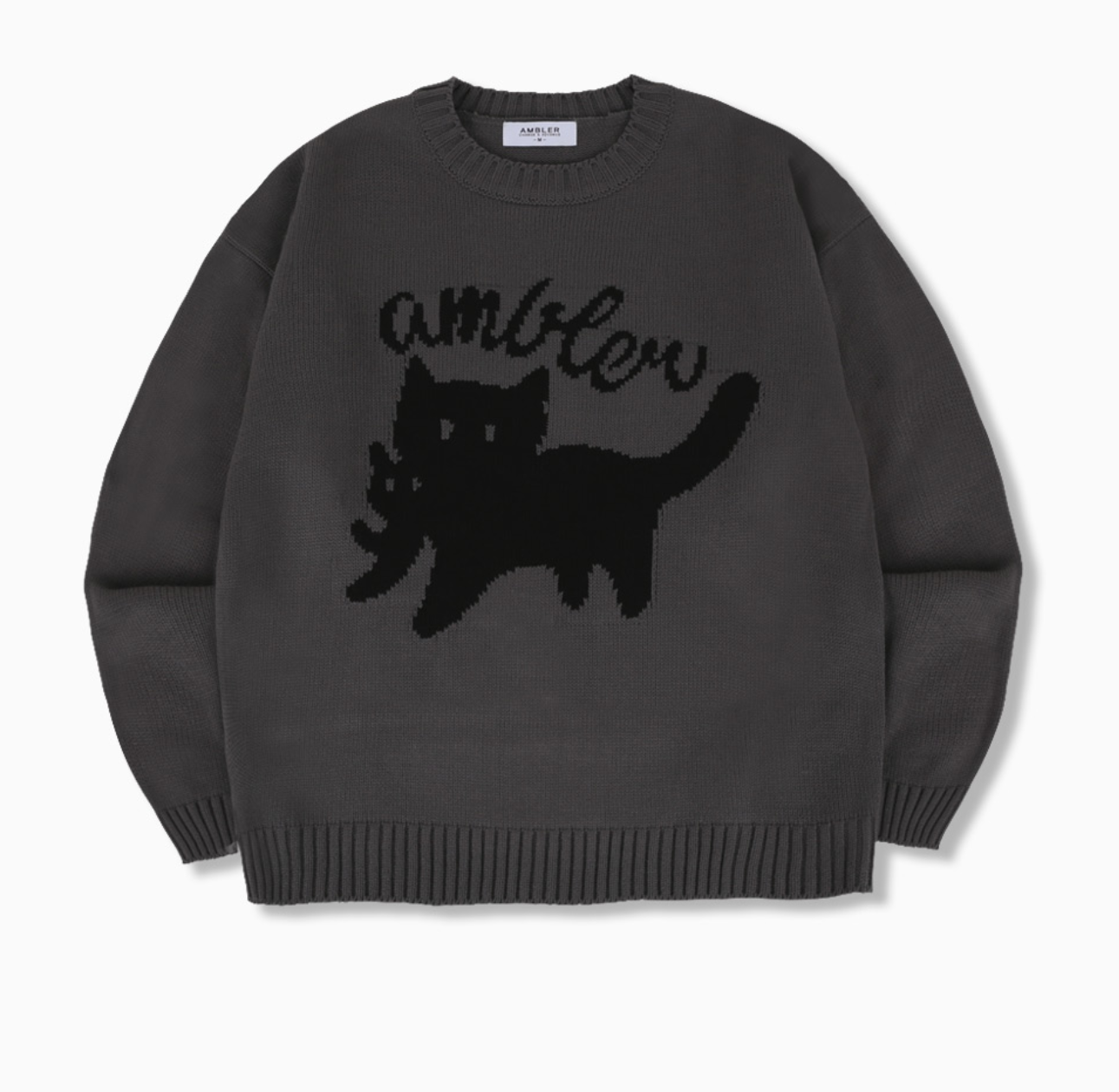 韓國 Ambler Cat Biting Cat Pullover Neck Crew Sweater Knit【AR137】