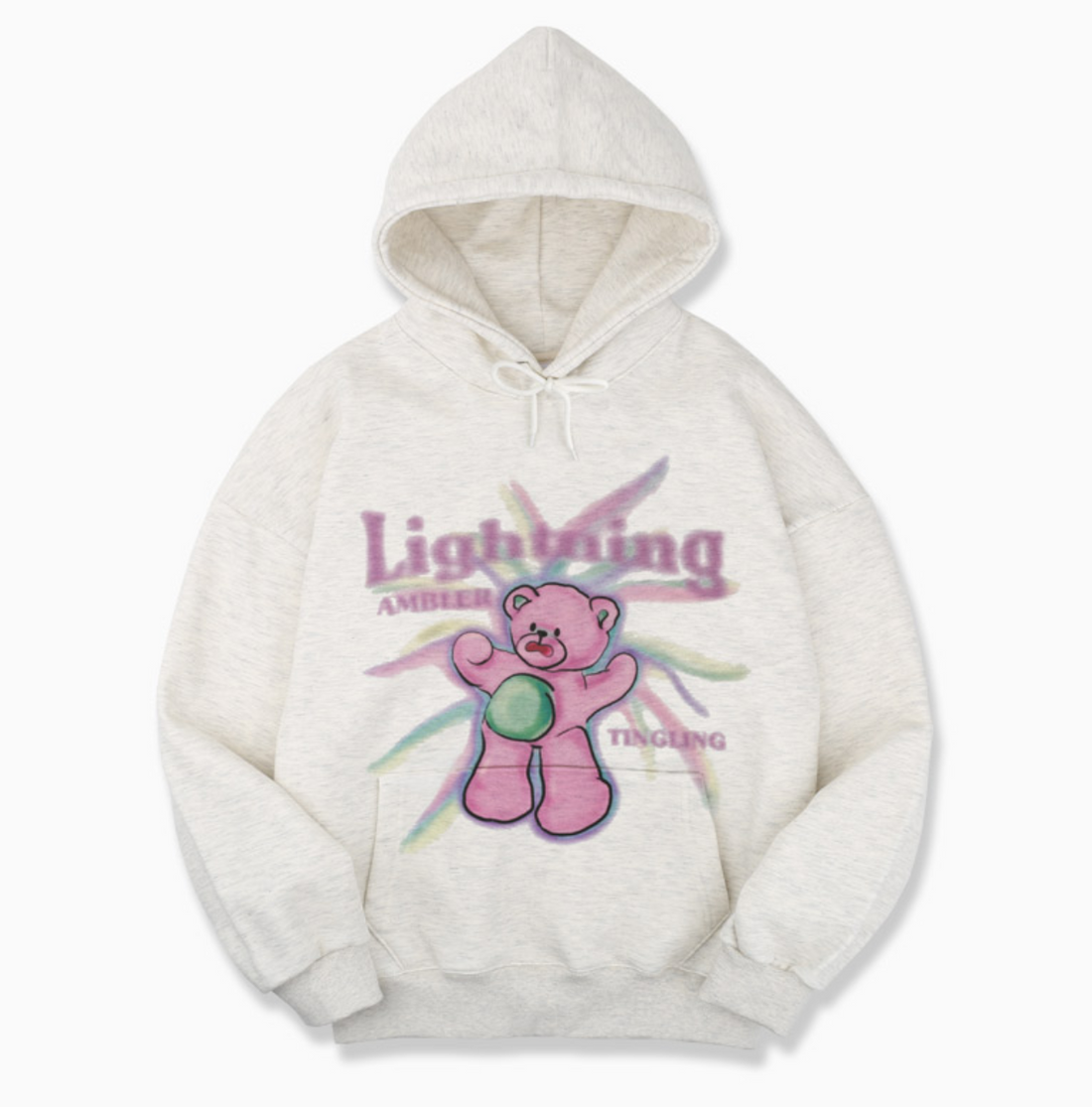 韓國 Ambler Lightning Bear Overfit Fleece Hooded T-Shirt【AR142】