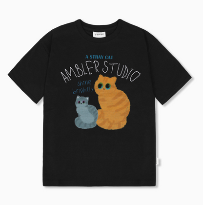 韓國 Ambler Stray Cat Oversized Short-Sleeved T-shirt【AR147】