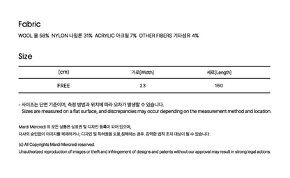 韓國 Mardi Mercredi Wool Muffler Square Logo【MM217】