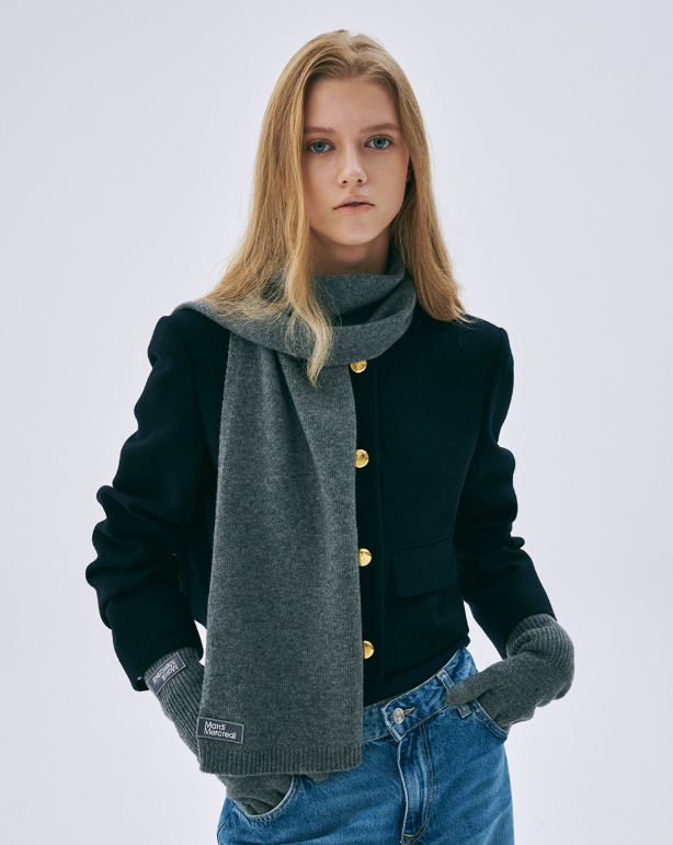 韓國 Mardi Mercredi Wool Muffler Square Logo【MM217】