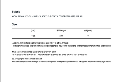 韓國 Mardi Mercredi Wool Glove Square Logo【MM218】