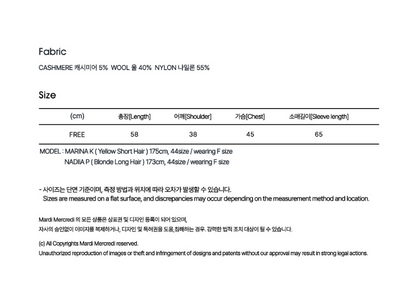 韓國 Mardi Mercredi Cashmere Blended Cardigan Round Neck Argyle【MM223】