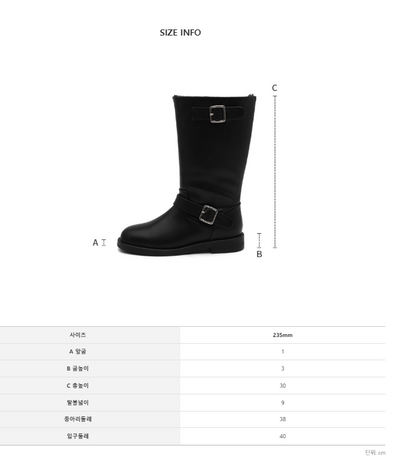 韓國 Sappun Ditori Buckle Fur-lined Mid-Calf Boots (3cm)【AU052】