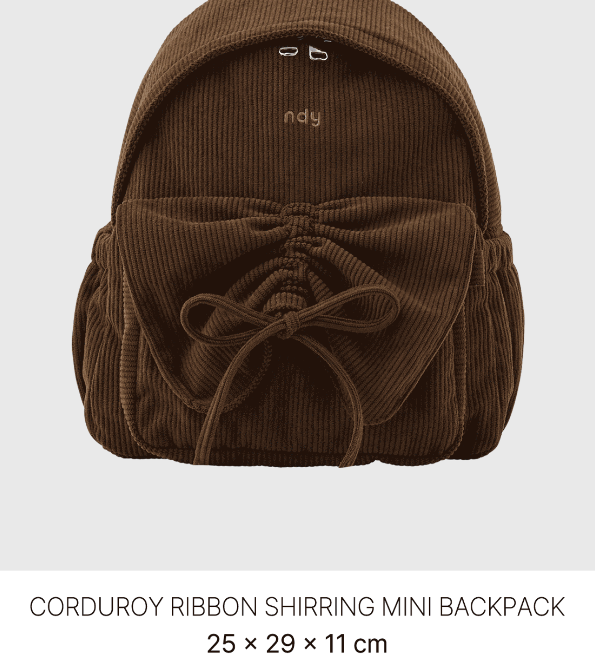 韓國 Nerdy Corduroy Ribbon Shirring Mini Backpack【NY060】