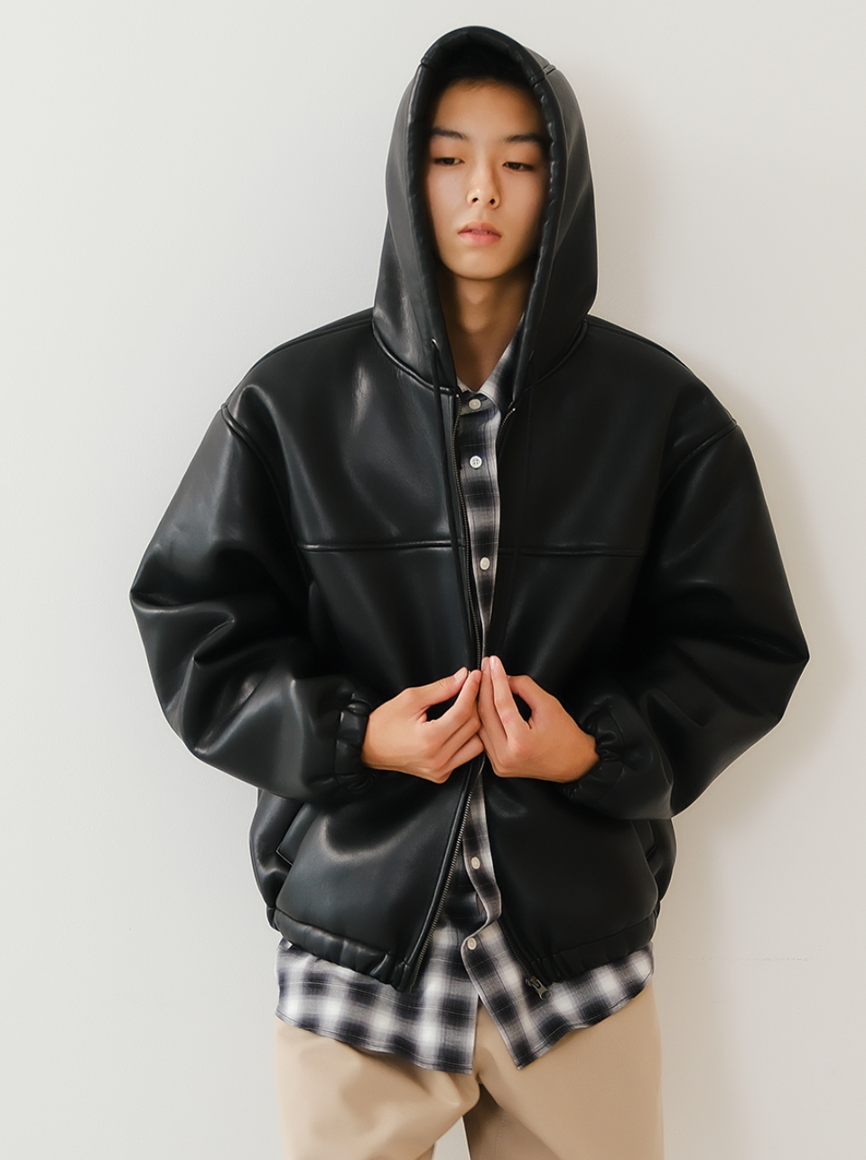 韓國 Markm Shearling Leather Hoodie Jacket【MA367】