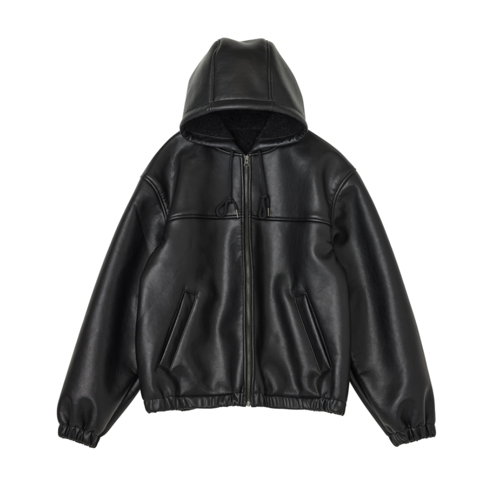 韓國 Markm Shearling Leather Hoodie Jacket【MA367】