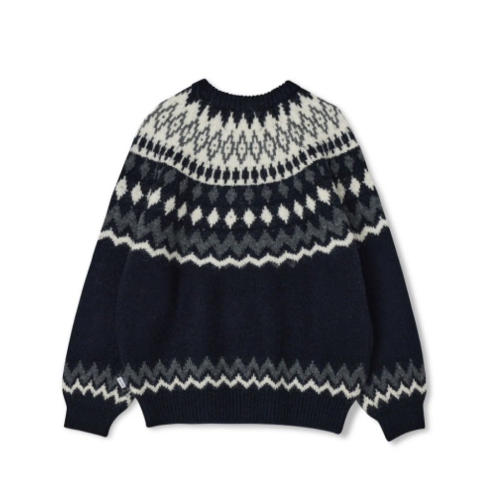 韓國 Markm Wool Nordic Jacquard Crewneck Knit【MA369】