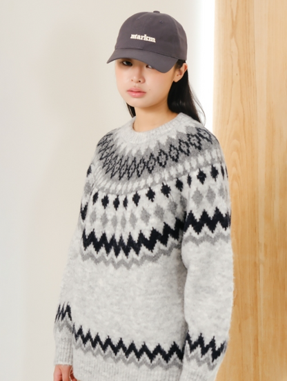 韓國 Markm Wool Nordic Jacquard Crewneck Knit【MA369】