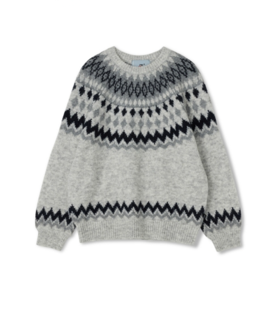 韓國 Markm Wool Nordic Jacquard Crewneck Knit【MA369】