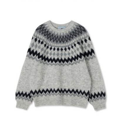 韓國 Markm Wool Nordic Jacquard Crewneck Knit【MA369】