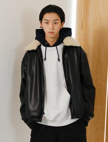韓國 Markm Leather Blouson Jacket【MA373】