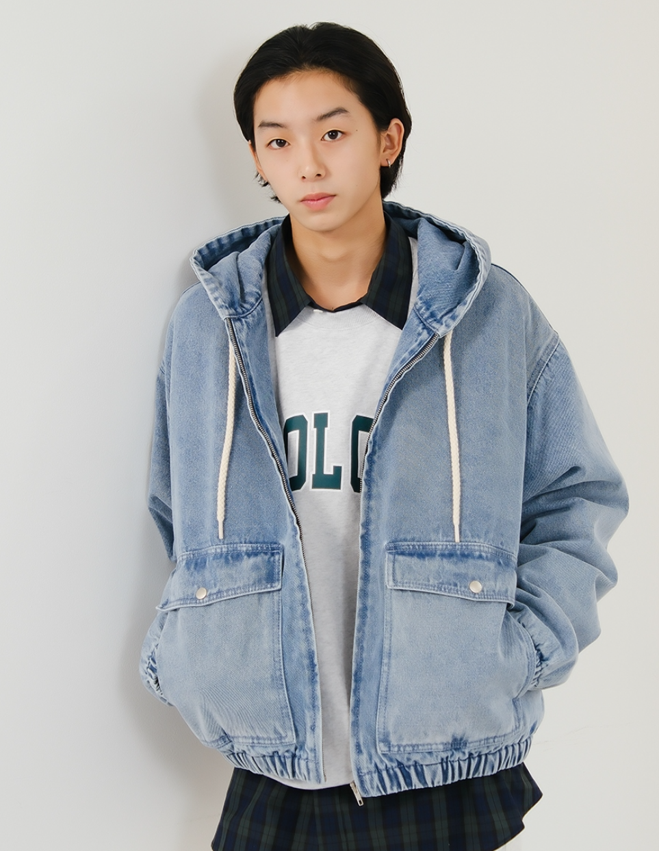 韓國 Markm Denim Quilted Hooded Zip-Up【MA375】