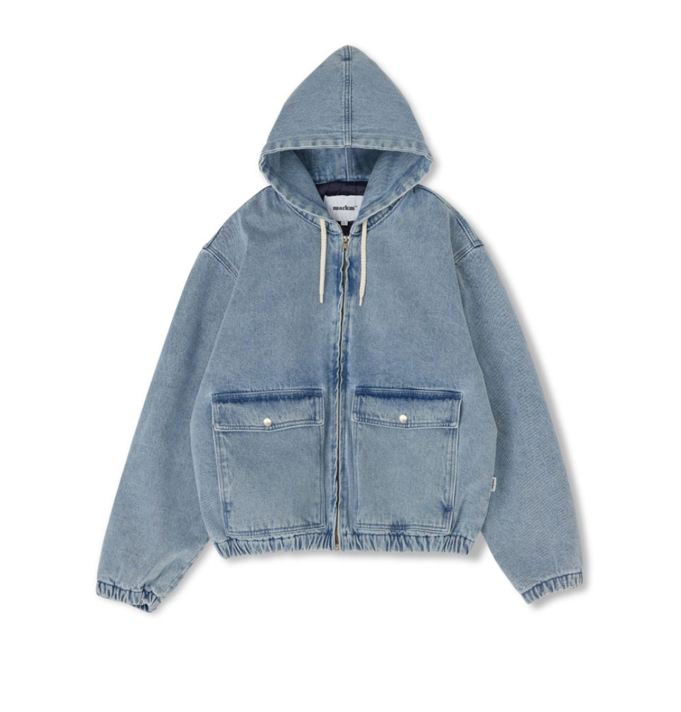 韓國 Markm Denim Quilted Hooded Zip-Up【MA375】
