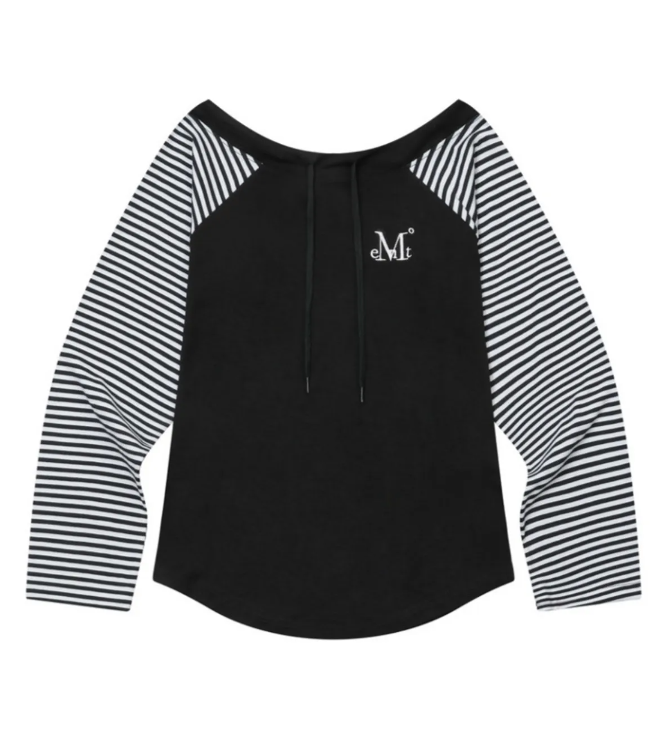 韓國 Mucent Olie Off Shoulder Stripe Raglan T【MU196】