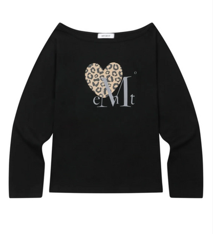 韓國 Mucent Sierra Leopard Heart One Shoulder T【MU192】