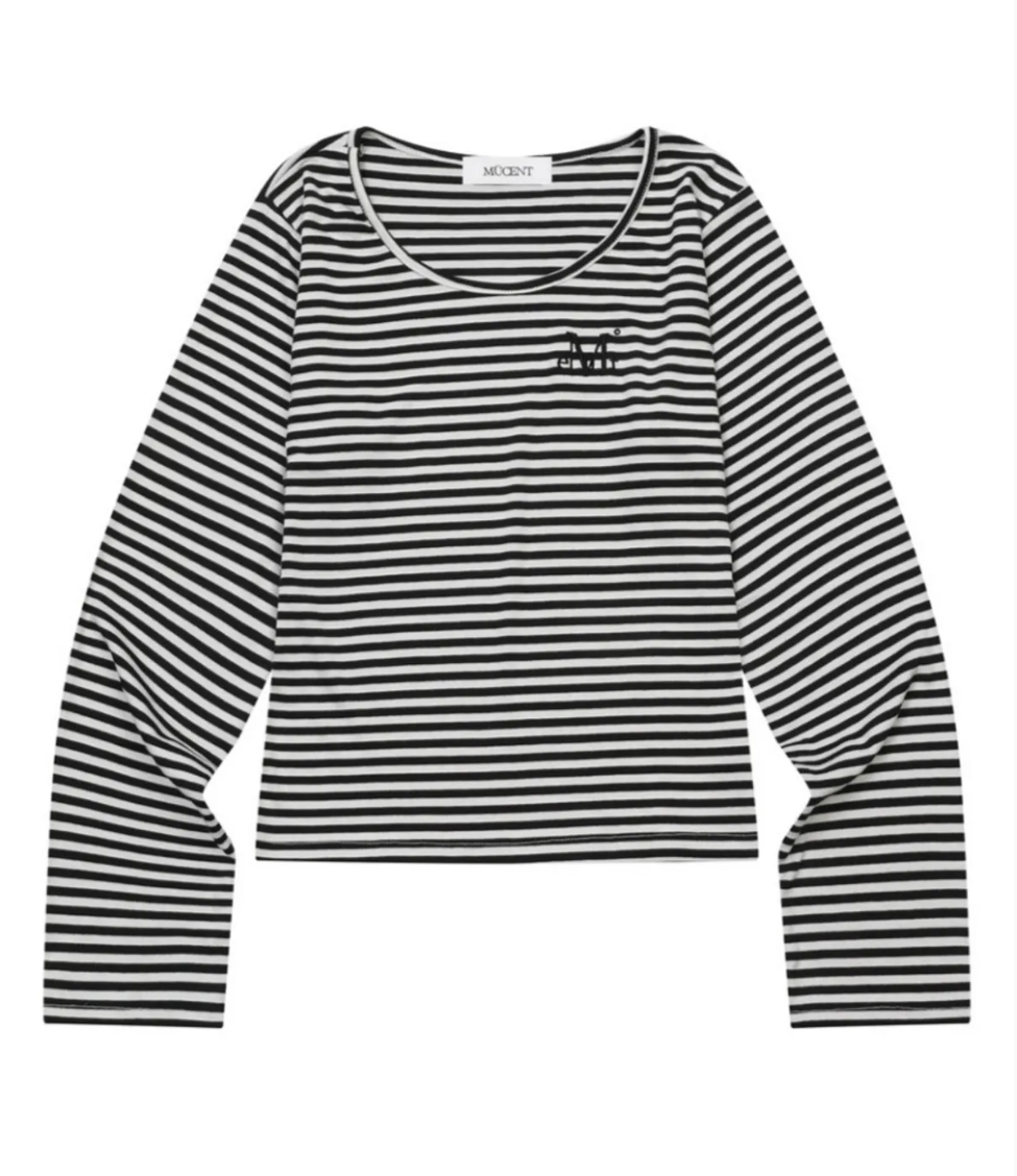 韓國 Mucent Linera U-Neck Stripe Long Sleeve T【MU190】