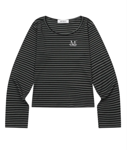 韓國 Mucent Linera U-Neck Stripe Long Sleeve T【MU190】