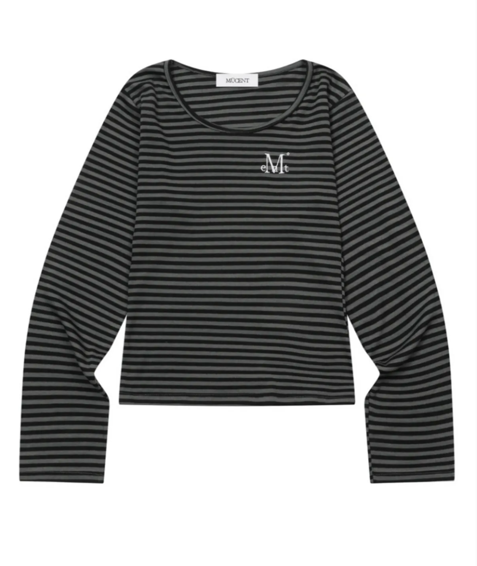 韓國 Mucent Linera U-Neck Stripe Long Sleeve T【MU190】