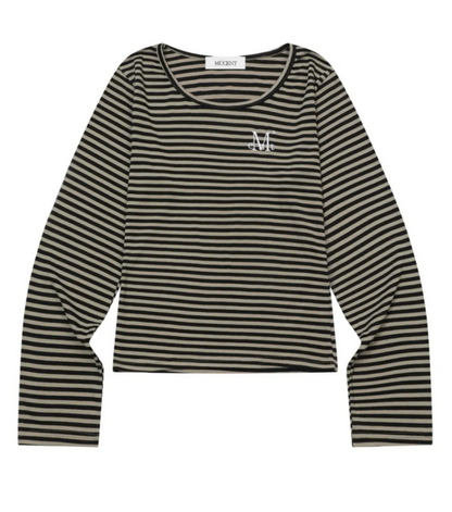 韓國 Mucent Linera U-Neck Stripe Long Sleeve T【MU190】