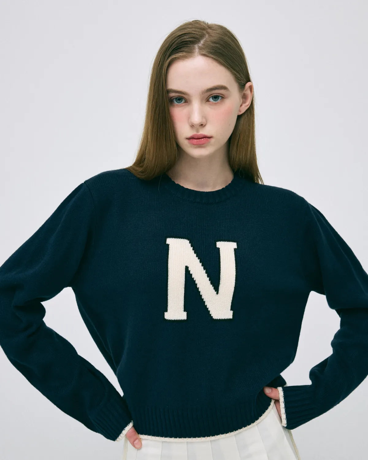 韓國 Nerdy Women's Classic N Crewneck Sweater【NY071】