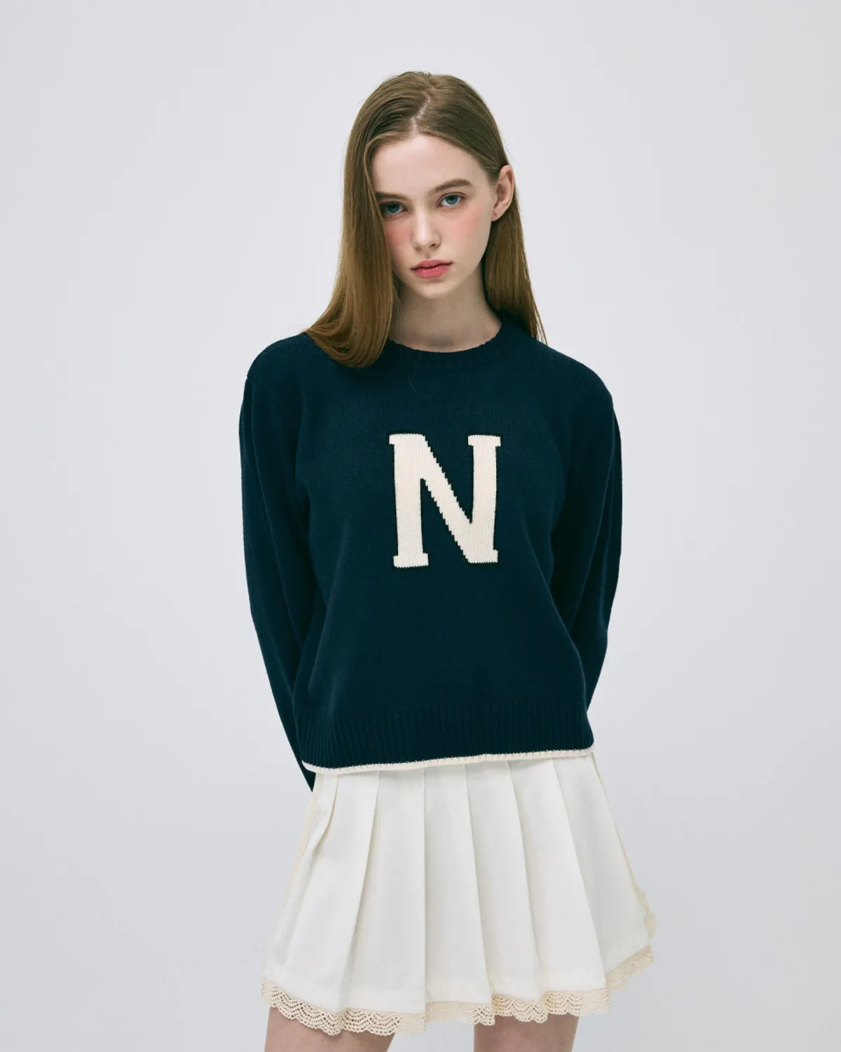 韓國 Nerdy Women's Classic N Crewneck Sweater【NY071】