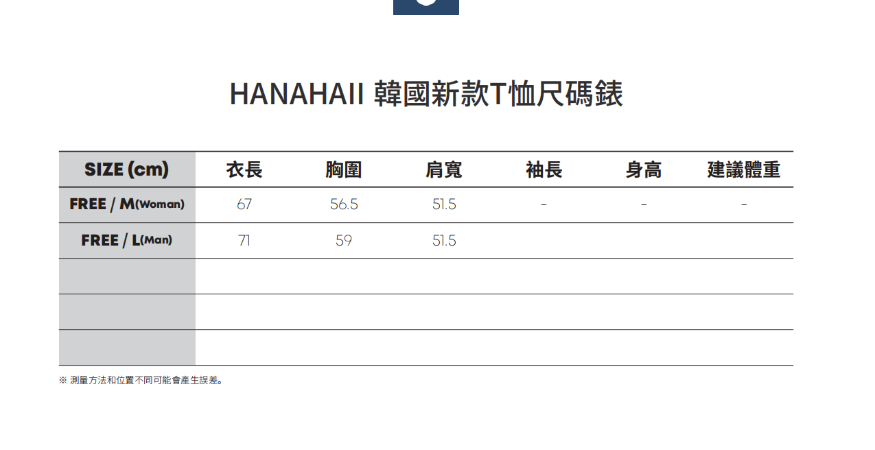 韓國 HANAHAII 小新標誌 T-Shirt【HA091】