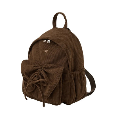 韓國 Nerdy Corduroy Ribbon Shirring Mini Backpack【NY060】