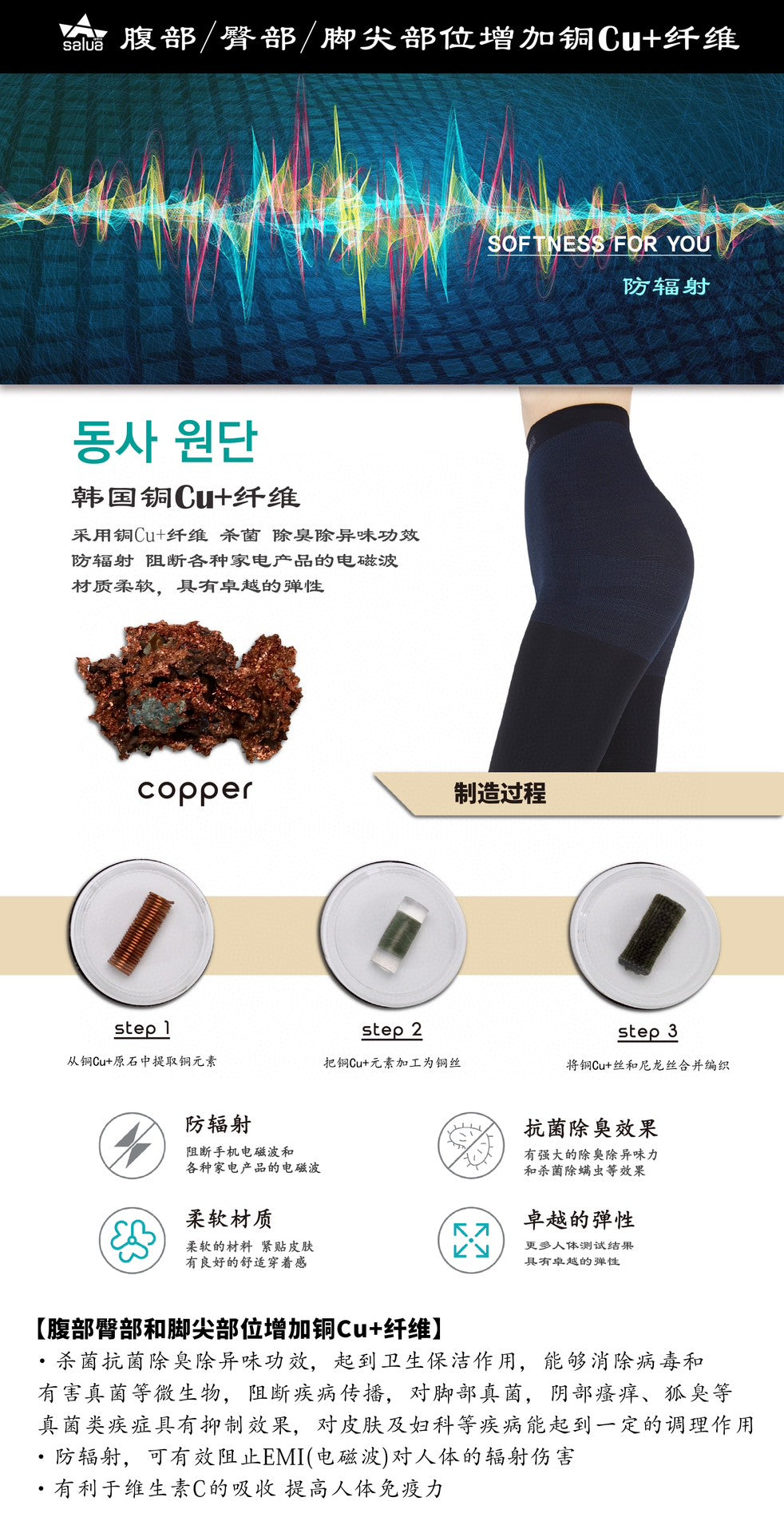韓國 Salua 銅Cu+450M 壓力襪 圈捲絨 (秋冬款 - 高壓款)【SL015】