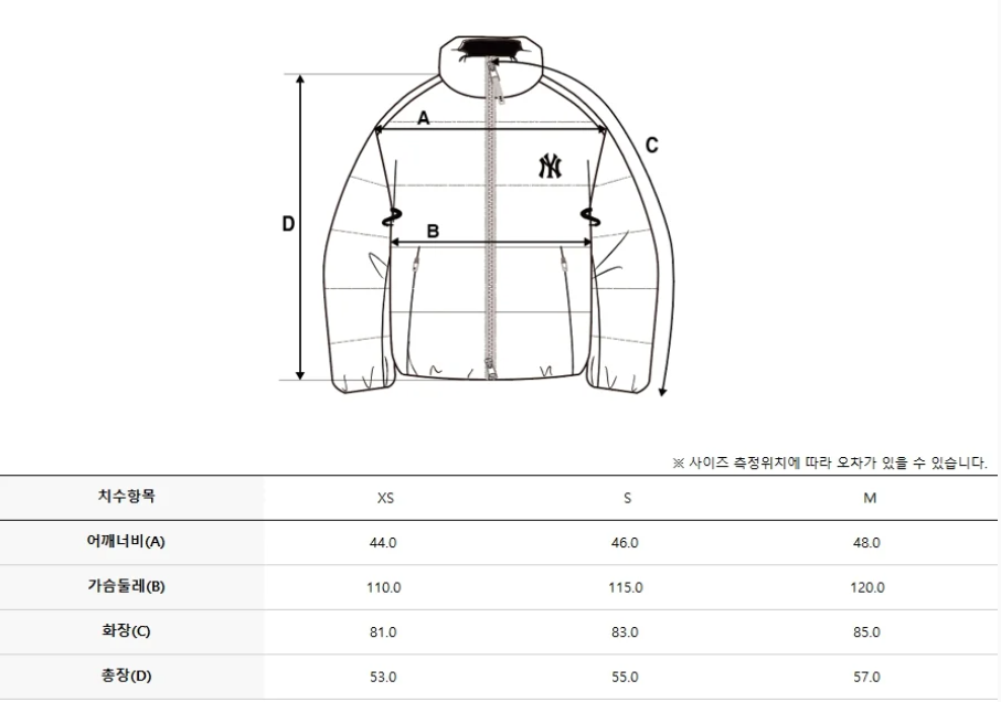 韓國 MLB Women's Crop Metal Glossy Curved Padded (鴨絨)【MB030】