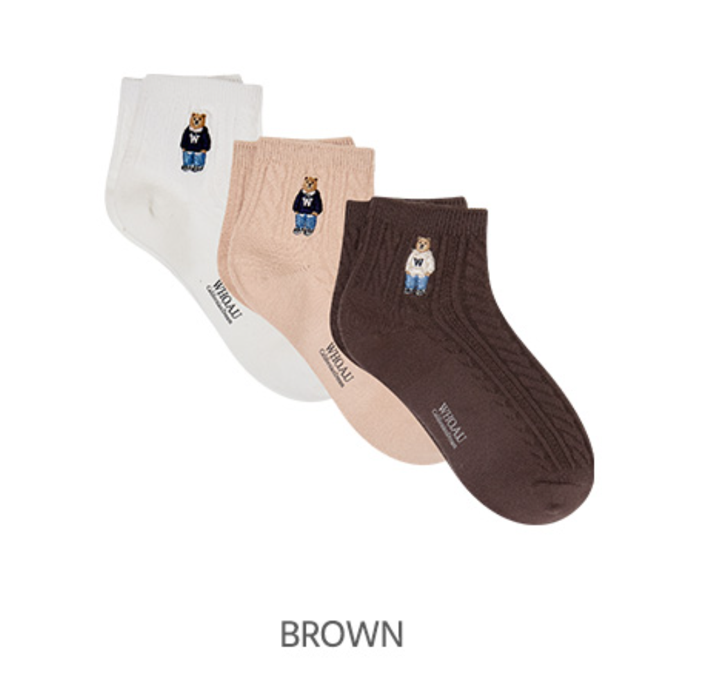 韓國 WhoAU Steve Ankle Socks 3PACK【WA279】